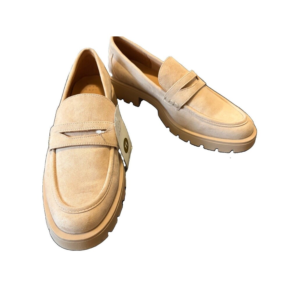 A New Day • Suede Penny Loafers in Taupe Size 11